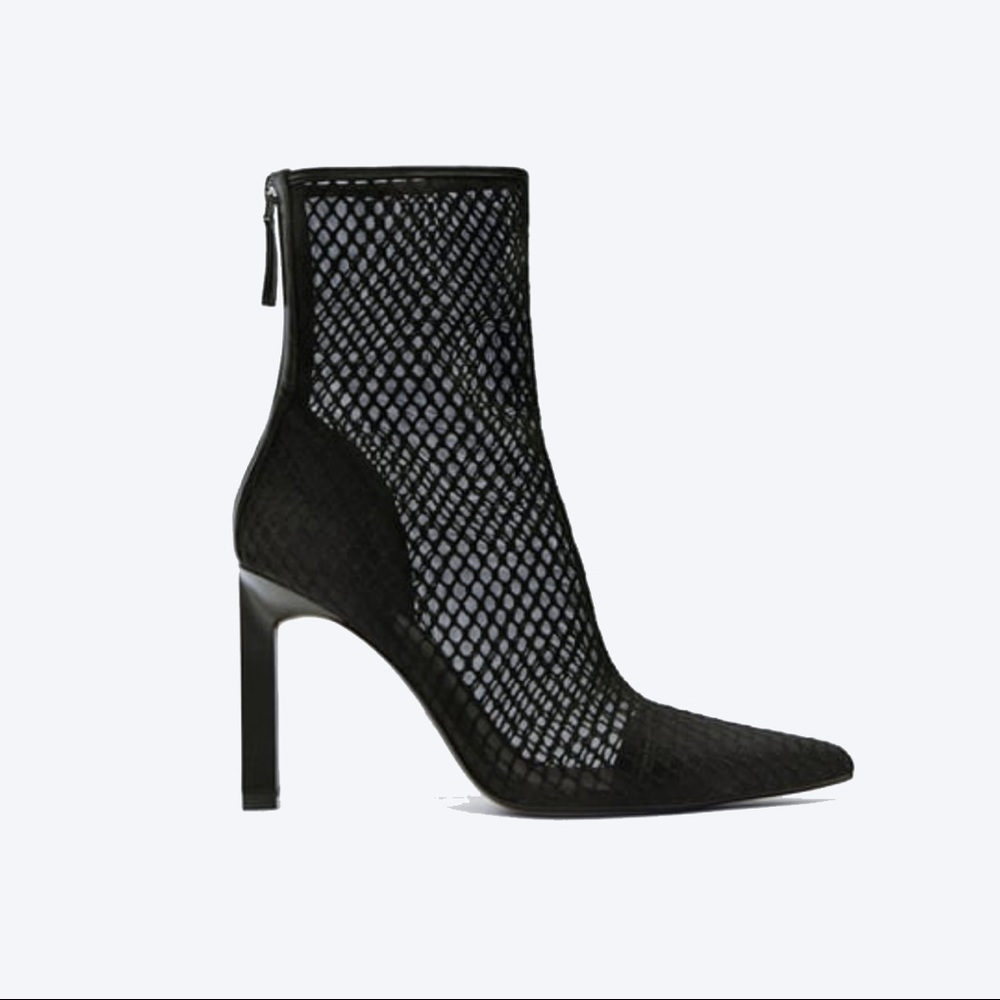 Zara Black Mesh Booties Size 10 NWT